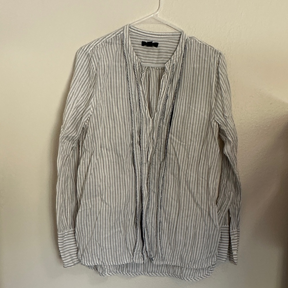 J Crew Women’s Striped with Ruffles Shirt